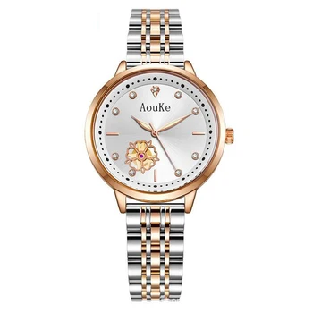 UTHAI H156, женские модные кварцевые часы, серия Camellia, часы с бриллиантами, ремешок из нержавеющей стали, Роскошные Универсальные часы для девочек