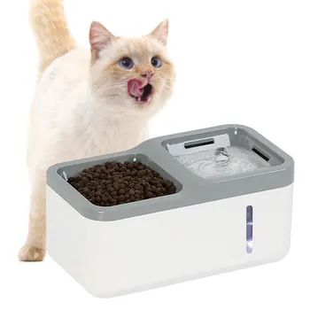 Автоматическая сенсорная поилка для домашних кошек объемом 1,5 л с мисками для еды, умный питьевой фонтанчик для ваших кошек и собак 