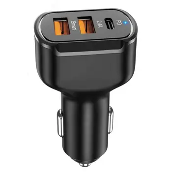 Автомобильное зарядное устройство USB C, адаптер для автомобильного зарядного устройства PD Mini Fast USB, защита от перезаряда, 3 порта, совместимые с большинством смартфонов