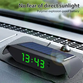 Автомобильные Солнечные часы 4 В 1, Термометр, Светящиеся высокоточные электронные часы, монитор температуры, автомобильные принадлежности, аксессуары