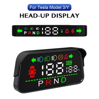 Автомобильный HUD Спидометр Головной Дисплей Цифровая Сигнализация Сигнал Поворота Стоп-Сигнал Дверной Индикатор Переключения Передач Для Tesla Model 3 Y 2016-2023