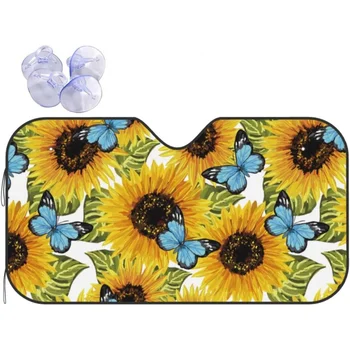 Автомобильный солнцезащитный козырек Butterfly Sunflower для солнцезащитных козырьков на лобовом стекле, складной Защитный козырек, блокирующий ультрафиолетовые лучи, сохраняет прохладу в автомобиле