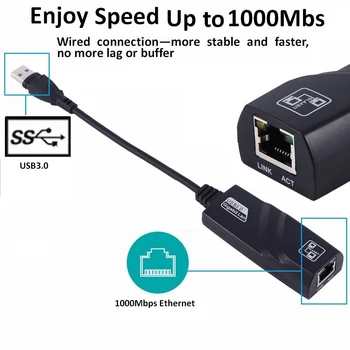 Адаптер USB 3.0 для Gigabit Ethernet Rj45 Lan 10/100/1000 Мбит/с Сетевая карта для ПК с Windows 10, ноутбук Ethernet