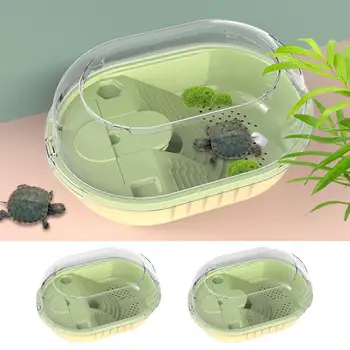 Аквариум с Черепахой, контейнер для черепахи С крышкой, Место обитания домашних рептилий, платформы для лазания по солнечным ваннам, препятствующие аквариуму 