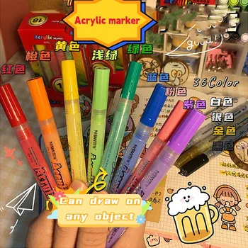 Акриловые маркеры полный набор из 24 цветов акриловых маркеров детские маркеры на водной основе руководство по использованию водонепроницаемых цветных маркеров