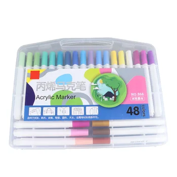 Акриловые ручки для рисования, маркеры для плавного письма, пластиковая треугольная оболочка, широко используемая 48 цветов для керамики, ткани для детей