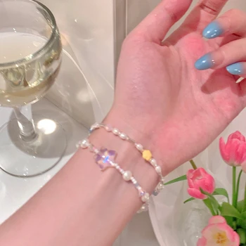 Акриловый браслет Harajuku с разноцветным бисером, жемчужной звездой, свежим волшебным браслетом для подружки, Модный Эстетичный Простой Сладкий Подарок, Креативный подарок