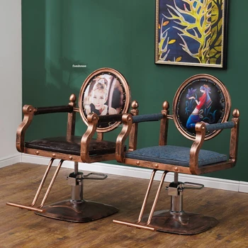 Американские парикмахерские кресла в стиле ретро Европейская Салонная мебель Современное Профессиональное кресло для салона красоты Подъемное Вращающееся Парикмахерское кресло