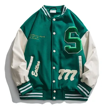 Американские ретро Куртки с вышивкой буквами, пара курток-бомберов Y2K, бейсбольная форма в стиле хип-хоп, униформа колледжа Y2K Harajuku