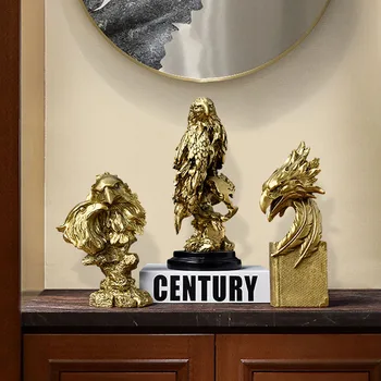 Американские Статуэтки из античной медной смолы с Орлиной головой, ретро-Статуи Животных, Книжный шкаф для домашнего офиса, Украшение рабочего стола.