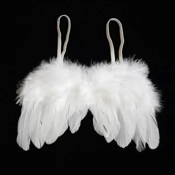 Ангел с крыльями из перьев, костюм для фотосъемки новорожденных, Реквизит для фотосъемки новорожденных, милый мини-реквизит для фотосъемки новорожденных