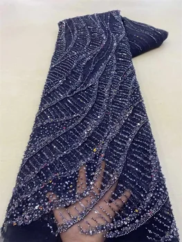 Африканская кружевная ткань 2023 года, Вышивка бисером с пайетками, Жених, Нигерийская свадебная Высококачественная кружевная ткань из Французского тюля для свадьбы