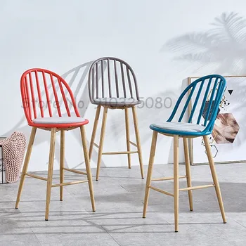 Барный стул для ресторана Nordic, имитация дерева, Кухонный высокий стул, Барный стул в индустриальном стиле, Креативный дизайн, Барный стол, стул