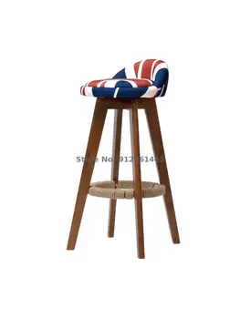 Барный стул из массива дерева, барный стул, барный стул, высокий стул, простой современный барный стул, табурет для ног на стойке регистрации, бытовой табурет для стойки регистрации