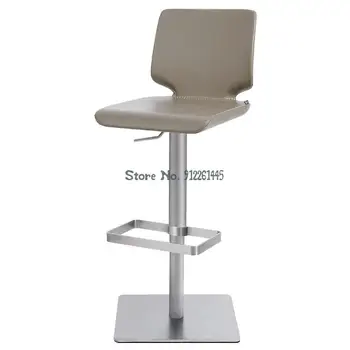 Барный стул из нержавеющей стали, барный стул с высокой ножкой, подъем спинки, вращающийся легкий роскошный барный стул, кухня Nordic modern Jane 706