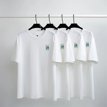 Белая базовая футболка 2023, Летняя мужская футболка с коротким рукавом и принтом, повседневные свободные мужские футболки, топы большого размера, мужская одежда