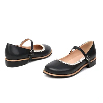 Большие размеры, женские туфли-лодочки на толстом каблуке с круглым носком, большого размера, простые и элегантные, удобные, модный тренд