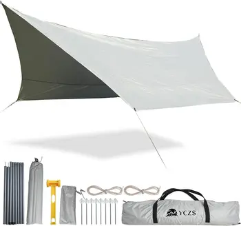 Брезент для гамака, Водонепроницаемый Гамак Rain Fly [20 футов x 14 футов] - Портативный Большой брезент Для кемпинга - Простая установка, включая колья для палатки и автомобиля