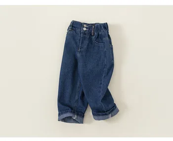 Брюки для девочек Весенне-осенние детские брюки Корейские повседневные однотонные прямые джинсы
