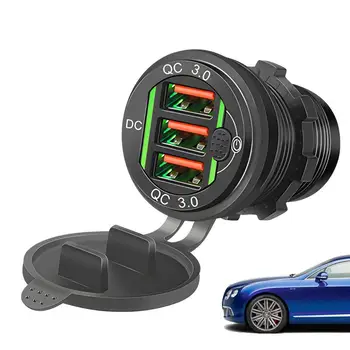 Быстрое Автомобильное Зарядное Устройство Портативный 3-Портовый USB-Адаптер QC3.0 С Переключателем Автомобильные Аксессуары Для Женщин/Мужчин Быстрая Зарядка Для GPS