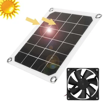 Вентилятор на солнечной батарее мощностью 30 Вт 5 В 6-дюймовый Мини-вентилятор Солнечный Вытяжной вентилятор для собаки, Курятника, теплицы, фургона, автомобильного вентилятора, Зарядного устройства
