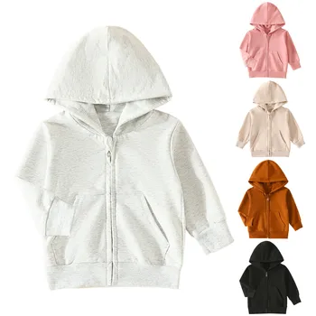 Верхняя одежда для малышей, детская Верхняя одежда, длинный рукав, карман с капюшоном, молния, Однотонная куртка, Куртка для девочек, Размер 8, Зимняя куртка для девочек