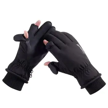 Ветрозащитные тепловые перчатки, бархатные теплые зимние перчатки с сенсорным экраном, теплые перчатки для верховой езды с сенсорным экраном для мужчин и женщин