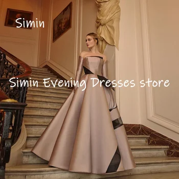 Вечернее платье для выпускного вечера Simin из атласа трапециевидной формы без бретелек, с оборками, длиной до пола, Элегантные вечерние платья для женщин 2023 г.
