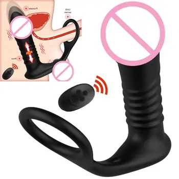 Вибратор с анальной пробкой без рук, без звука, секс-игрушка для мужчин, силиконовые кольца с голыми палочками, увеличивают мужские Легкие женские пенисы.