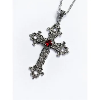 Винтажное ювелирное ожерелье с подвеской в виде большого креста, серебряный тон, Готические ювелирные изделия, Модный шарм, Панк, Праздничный подарок, Ювелирные изделия Y2k
