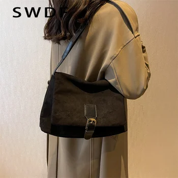 Винтажные сумки через плечо для женщин, зимний тренд 2023, дизайнерская женская винтажная кожаная сумка через плечо, женские сумки и кошельки