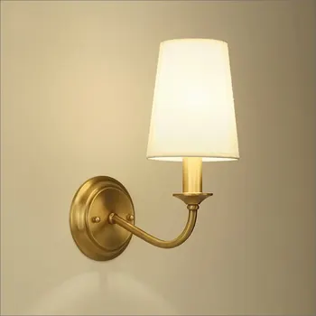 Винтажный латунный утюг E14, светодиодный настенный светильник, домашний декор, спальня рядом с гостиной, коридор, столовая, Тканевый настенный светильник