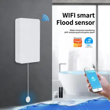 Водная сигнализация Tuya Водонепроницаемый Wifi Датчик наводнения Приложение Smart Life Push Напоминание Датчик утечки воды Низкая мощность