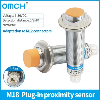 Встроенный индуктивный датчик приближения OMCH M18 с дистанцией обнаружения 5-8 мм Подходит для разъемов M12 NPN PNP