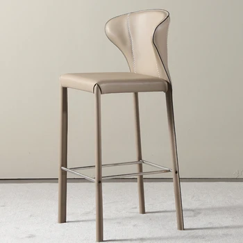 Высокая Современная роскошь, барные стулья, Скандинавская кухня, Металлические барные стулья из искусственной кожи, дизайнерская мебель для ужина в минималистичном стиле Silla 