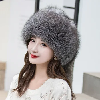 Высококачественная женская шапка из лисьей шерсти с треххвостым дизайном элегантная женская шапка, теплая и морозостойкая шапка осенью и зимой