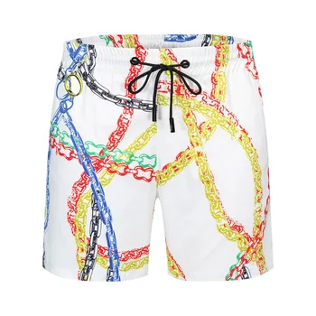 Высококачественные мужские короткие пляжные шорты для спорта и отдыха с дышащей металлической цепочкой в стиле барокко, летние бермуды Hombre 2024 г.
