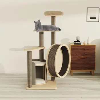 Высококачественный роскошный домик на дереве для кошек, башня, колесо для кошек, беговая дорожка для кошек