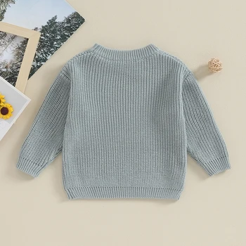 Вязаный свитер для маленьких девочек и мальчиков с круглым вырезом, пуловер с длинными рукавами, толстовка, Осенне-зимняя одежда