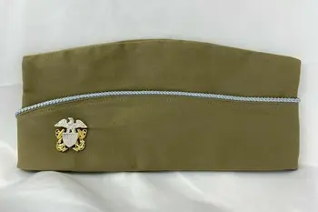 . Гарнизонная шляпа пехотинца армии США времен Второй мировой войны, кепка ЦВЕТА ХАКИ СО ЗНАКАМИ ОТЛИЧИЯ