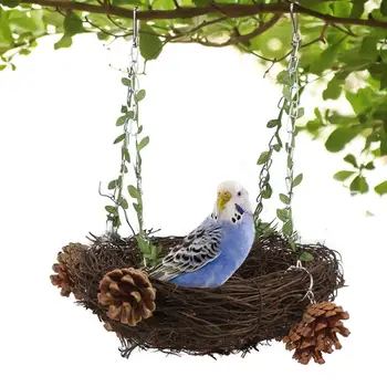 Гнездо для попугая Изготовьте Гнездо Для клетки Теплое Птичье Гнездо Расслабьте Своего Попугая С помощью Соломенной Веревки И Металлического Крючка, Помогающего Птицам
