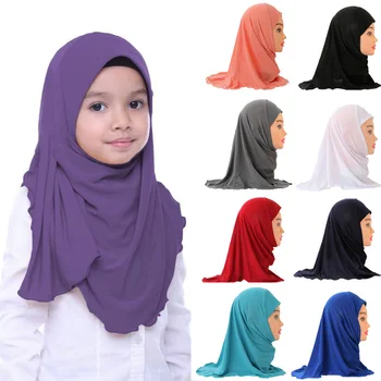 Головная Повязка Исламские Арабские Шарфы И Шали Подходят для 2-7 Лет Мусульманский Хиджаб Шарф Для Девочек Детские Тюрбаны Шапки Цветочный Платок