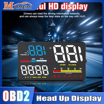 Головной дисплей OBD2 Проектор Лобового стекла Спидометр автомобиля Температура воды Расход топлива OBD HUD Сигнализация Превышения скорости Бортовой Компьютер