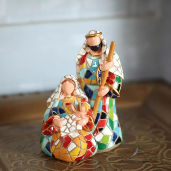 Группа Святое Семейство из смолы в стиле Гауди, Подарок для украшения Рождественских яслей в виде Иисуса