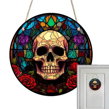 Дверная табличка с черепом, Жуткий акриловый Дверной Оконный знак со скелетом, Принадлежности для вечеринки в честь Хэллоуина Для сада, крыльца, балкона, украшения входной двери