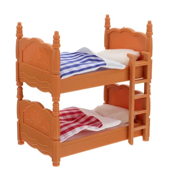 Детские деревянные игрушки Кровать Мини Мебель для спальни Дом Миниатюрные Двуспальные кровати Ткань Детская