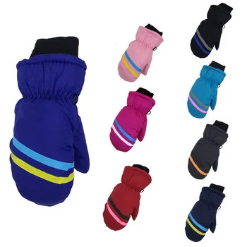Детские зимние теплые лыжные перчатки для занятий спортом на открытом воздухе, лыжные перчатки, ветрозащитные варежки для девочек и мальчиков, водонепроницаемые лыжные дышащие