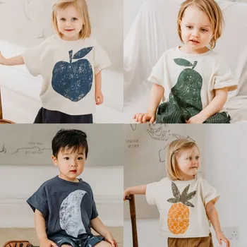 Детские Летние футболки для детей, хлопчатобумажные топы, одежда для малышей, повседневные детские футболки, футболка для мальчиков и девочек, одежда