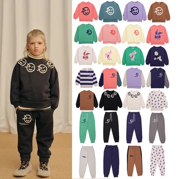 Детский комплект 23 Осень-зима, детская толстовка, флисовые спортивные штаны для мальчиков, милая толстовка для девочек [предпродажа 30 августа]