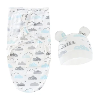 Детское одеяло-обертка Хлопчатобумажная Индийская шляпа, Спальный мешок с принтом для новорожденных, Прекрасная шапка-Тюрбан